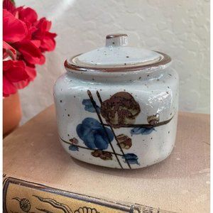 Vintage Japanese Pottery Lidded SPICE TEA JAR Container Hand Painted Made in Jap